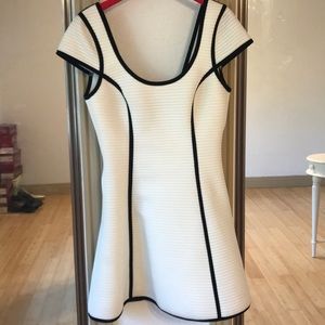 Bebe fit & flare dress small off white black